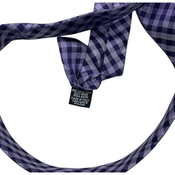 HUGO BOSS Men's 100% Silk Necktie LUXURY Tie Purple Tartan W:3" EUC - Picture 3 of 4